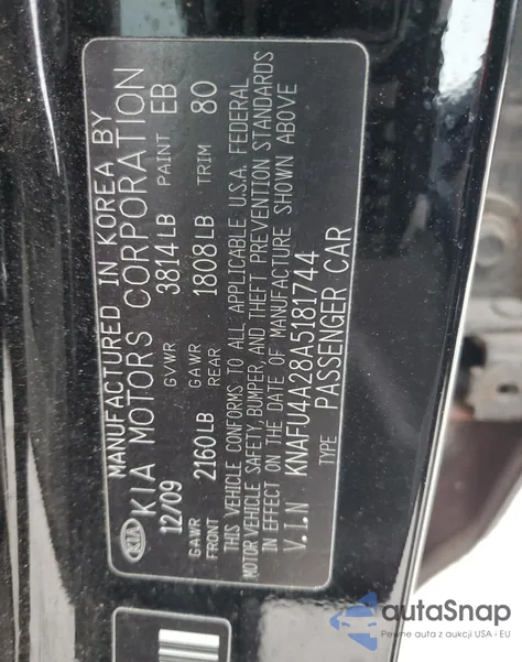 2010 Kia Forte Ex from USA, damaged, VIN NULL